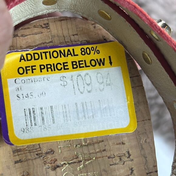 (S1) MICHAEL KORS JolieSuede Studded SandalsWOMEN /9 Mandarin $145Cork Wedge - Picture 11 of 11